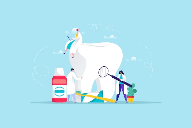 Vector hand drawn illustration of dental care