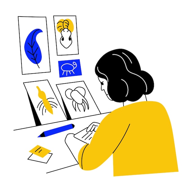 生物学研究を描いた手描きのイラスト