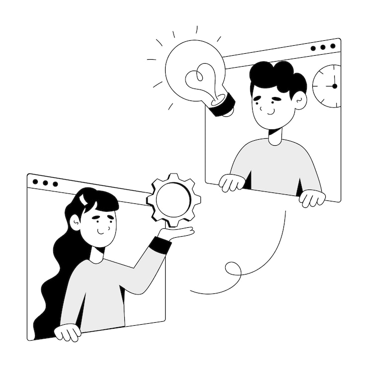 Vector 사용자 네트워크를 묘사한 손으로 그린 그림