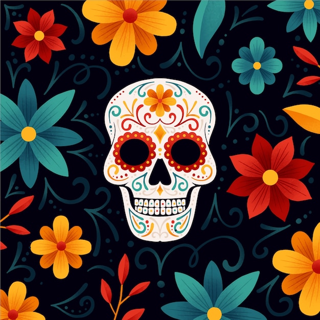 Illustrazione disegnata a mano per la celebrazione del dia de muertos