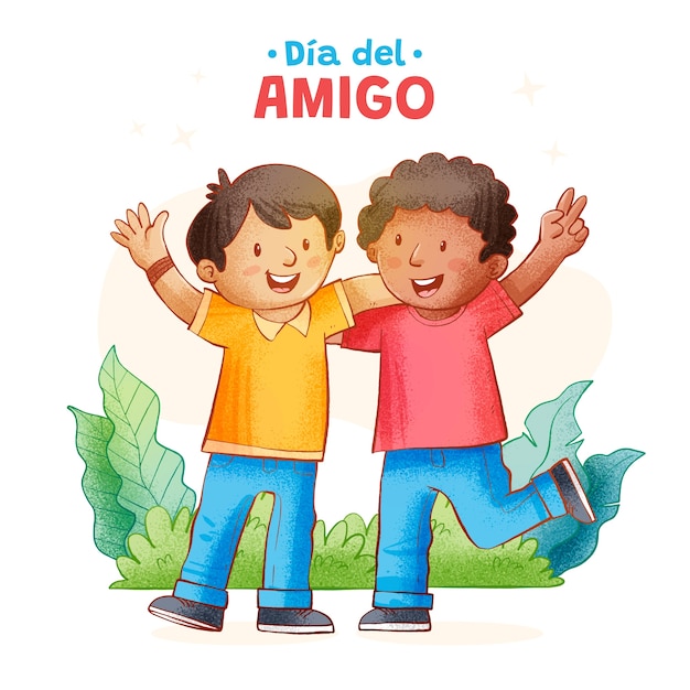 Vector hand drawn illustration for dia del amigo celebration