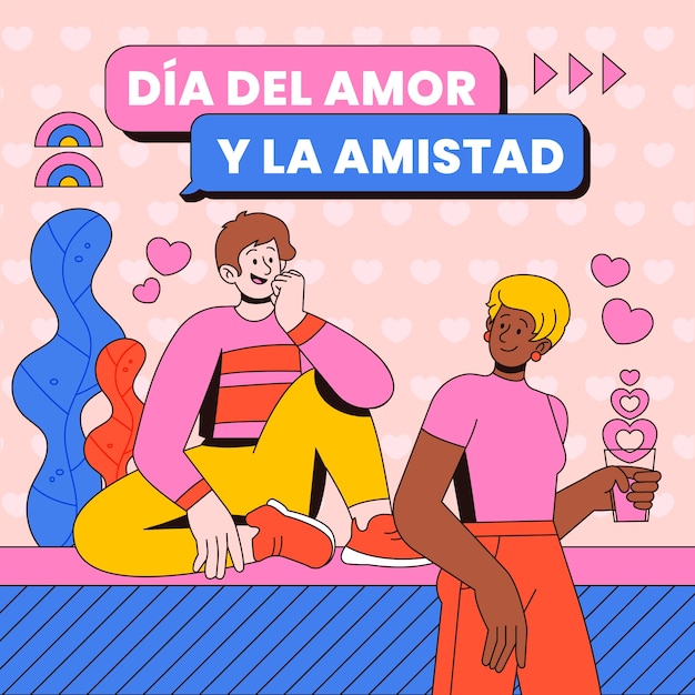 Нарисованная рукой иллюстрация для празднования dia del amor y la amistad