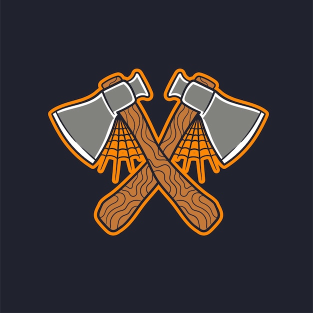 Vector hand drawn illustration of double axe