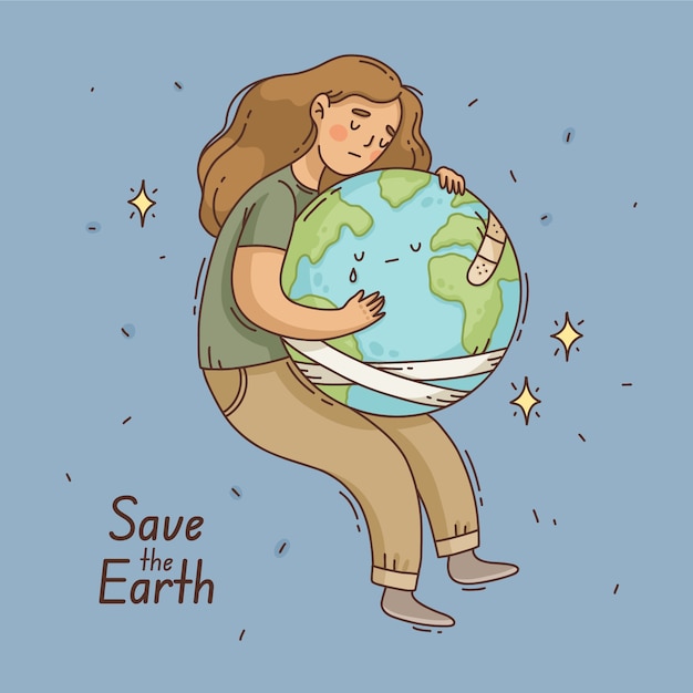 Vector hand drawn illustration for earth day celebration