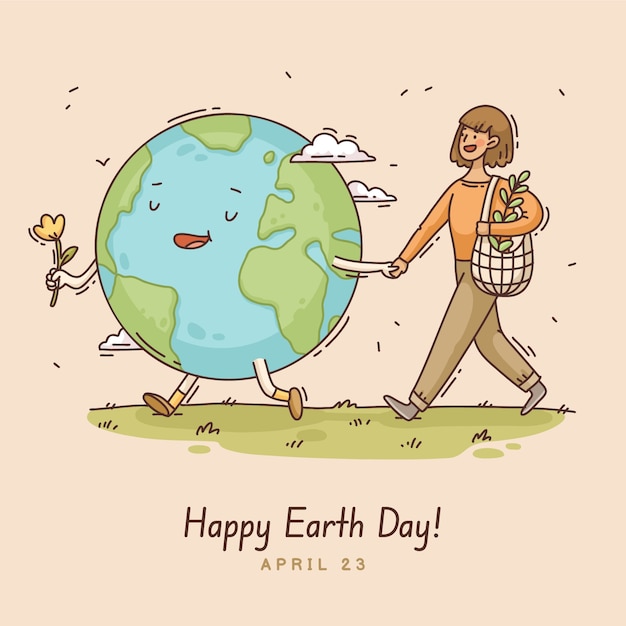 Vector hand drawn illustration for earth day celebration