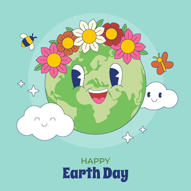 Vector hand drawn illustration for earth day celebration