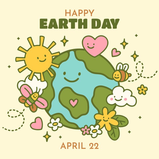 Vector hand drawn illustration for earth day celebration