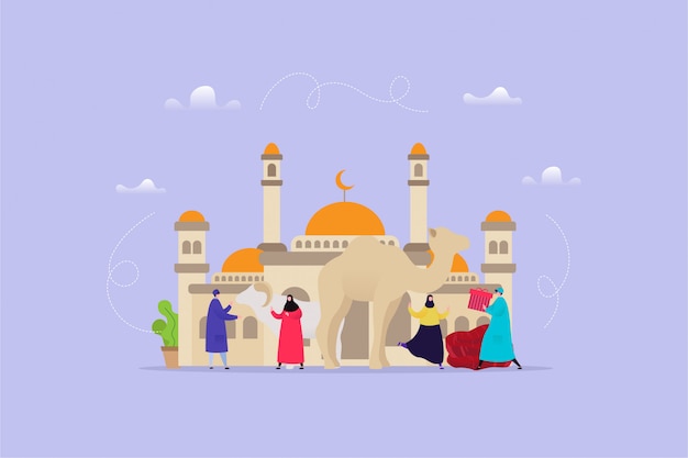 Illustrazione disegnata a mano di eid al adha