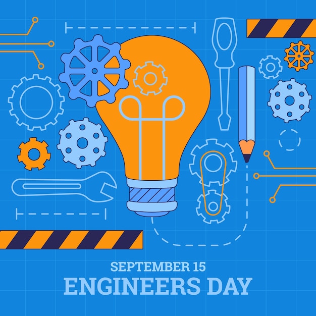 Hand drawn illustration for engineers day celebration