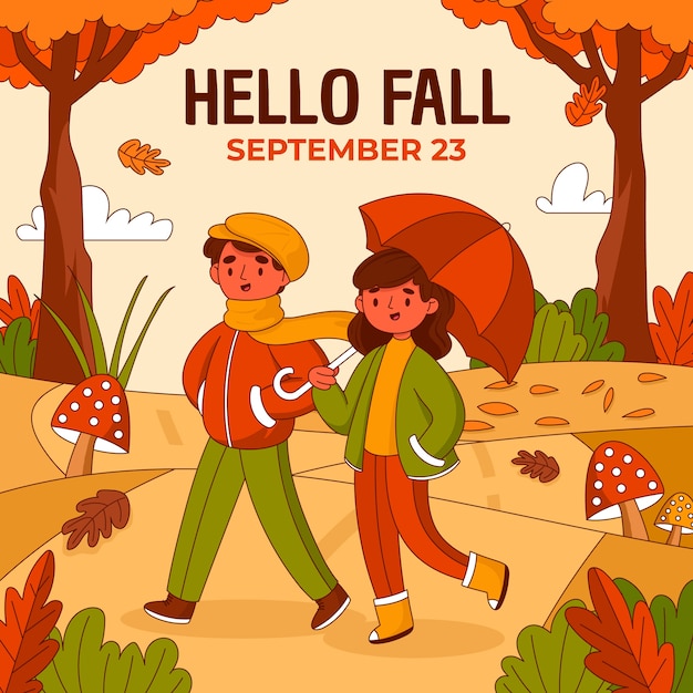 Vector hand drawn illustration for fall season