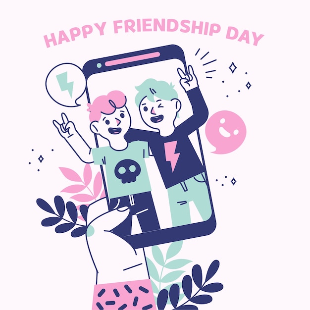 Hand drawn illustration for friendship day celebration