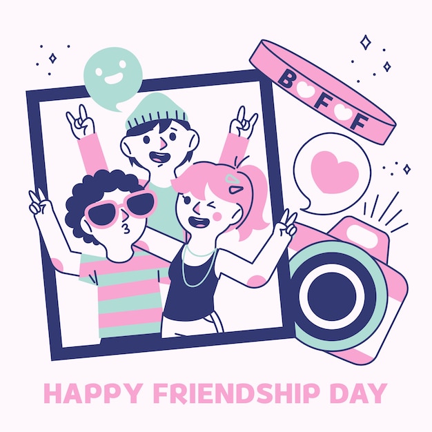 Vector hand drawn illustration for friendship day celebration