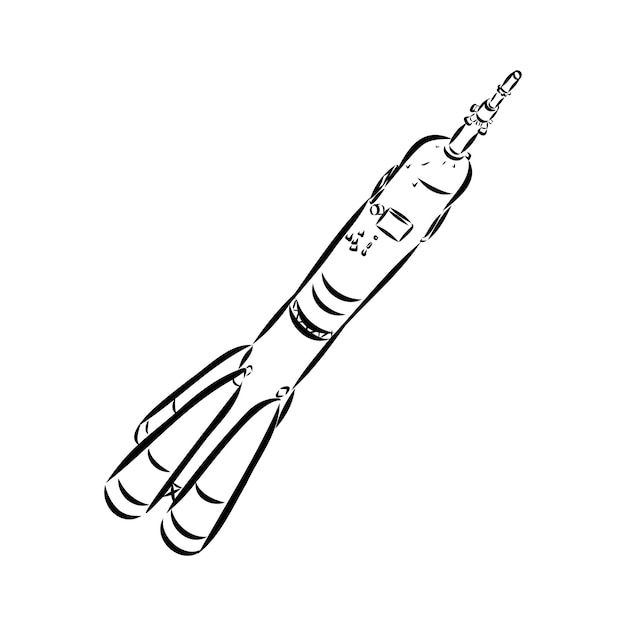 Hand drawn illustration of a geometric space shuttle Design in dot art style with engraved elements Sketch isolated on vintage background Space rocket launch Concept for start up release etc