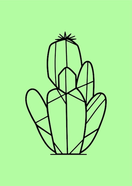 Vector hand drawn illustration of a geometrical and minimalist cactus