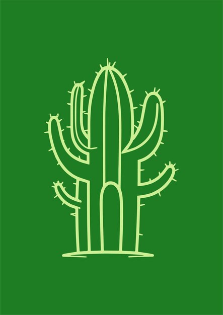 Hand drawn illustration of a geometrical and minimalist cactus