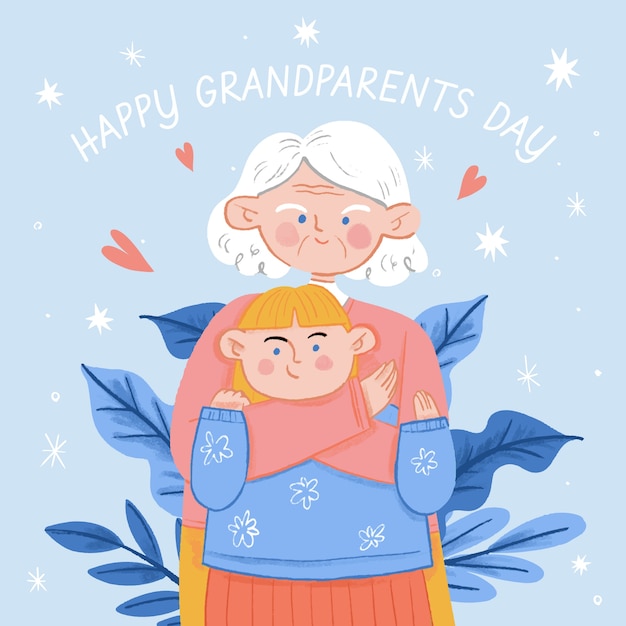 Vector hand drawn illustration for grandparents day celebration