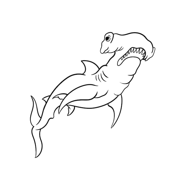 Premium Vector | Hand drawn illustration of a hammerhead shark outline