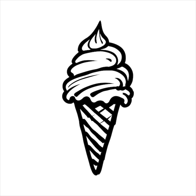 hand drawn illustration of ice cream cone