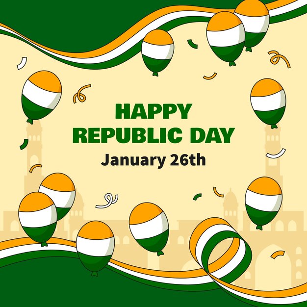 Hand drawn illustration for indian republic day celebration