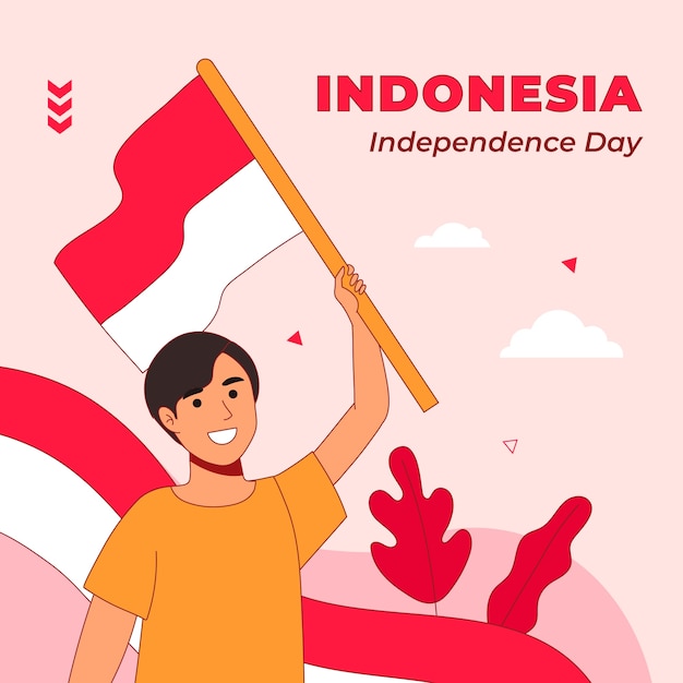 Vettore illustrazione disegnata a mano per la celebrazione del giorno dell'indipendenza dell'indonesia