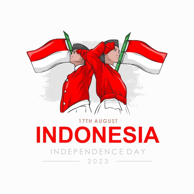 Hand drawn illustration of indonesia independence day