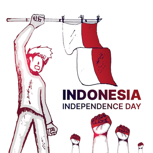 Hand drawn illustration of indonesian independence day vector design