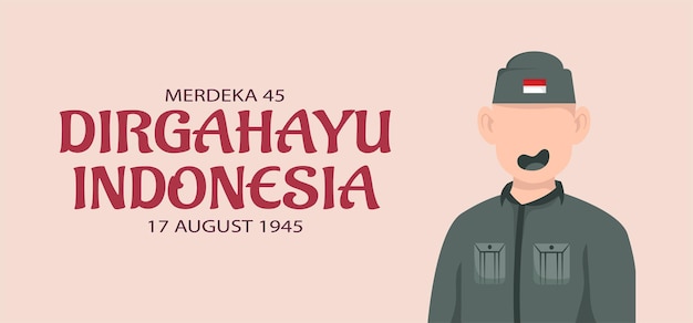 Hand drawn illustration of indonesian independence day. Vector Illustration