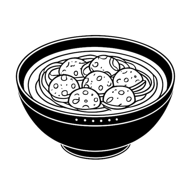 hand drawn illustration of indonesian meatball street food