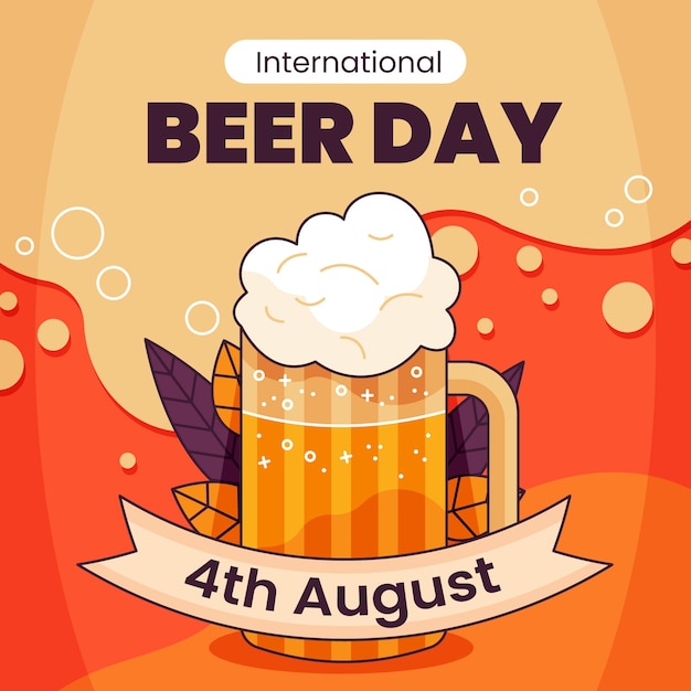 Vector hand drawn illustration for international beer day celebration