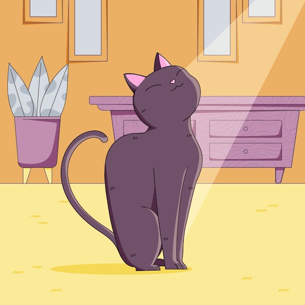 hand drawn illustration for international cat day celebration