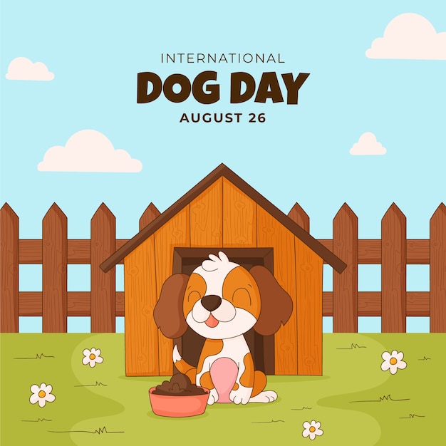 Vector hand drawn illustration for international dog day celebration