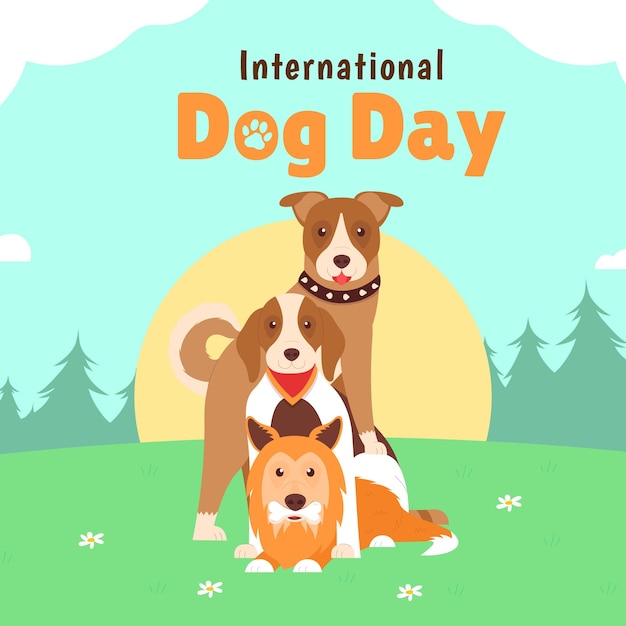 Hand drawn illustration for international dog day