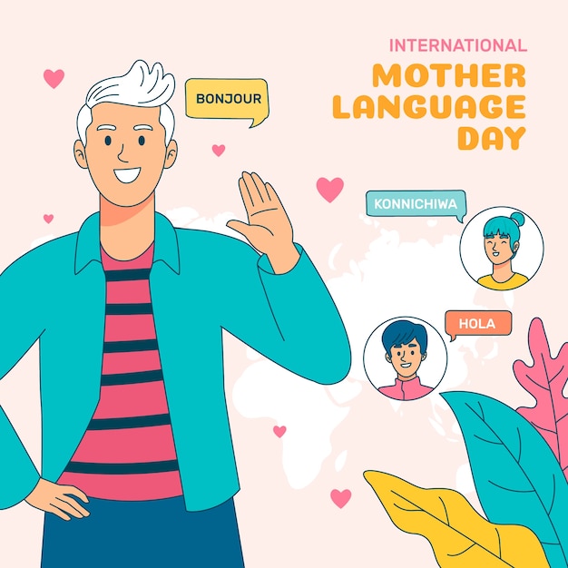 Vector hand drawn illustration for international mother language day