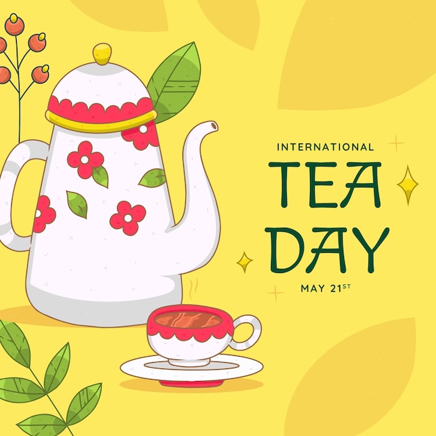 Vector hand drawn illustration for international tea day awareness