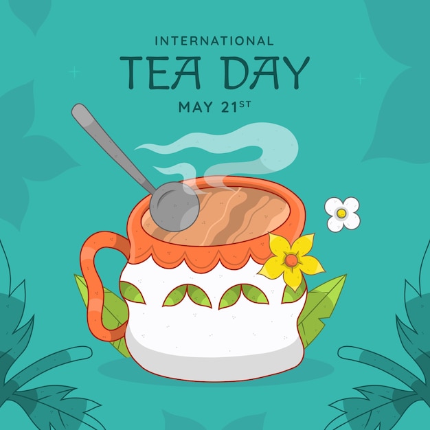 Vector hand drawn illustration for international tea day awareness