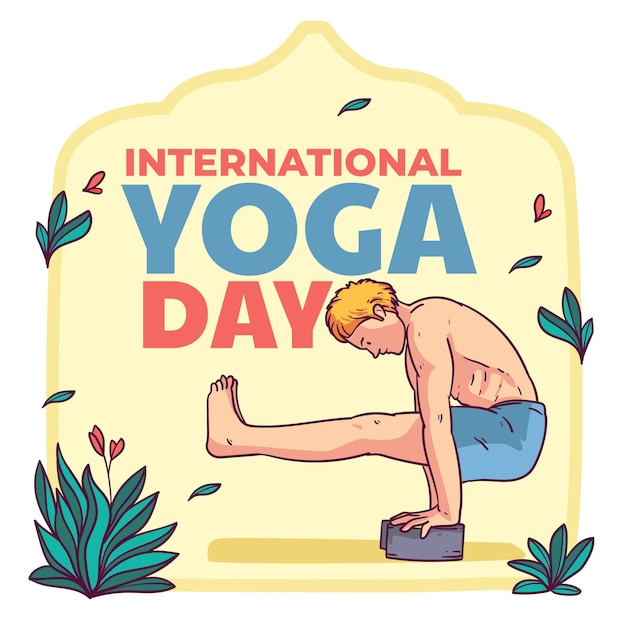 Illustrazione disegnata a mano per la celebrazione della giornata internazionale dello yoga
