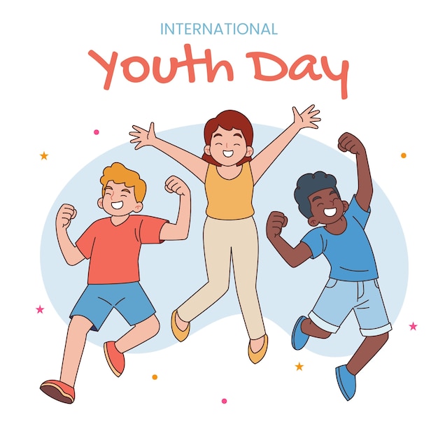 Vector hand drawn illustration for international youth day celebration