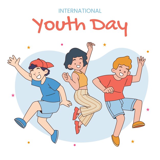 Hand drawn illustration for international youth day celebration