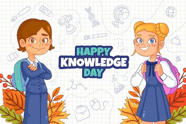 知識の日を祝うための手描きのイラスト