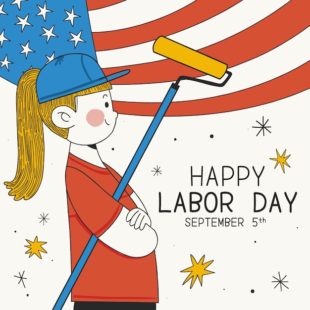 Vector hand drawn illustration for labor day celebration