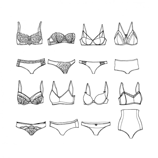 Vector hand drawn illustration of lingerie.