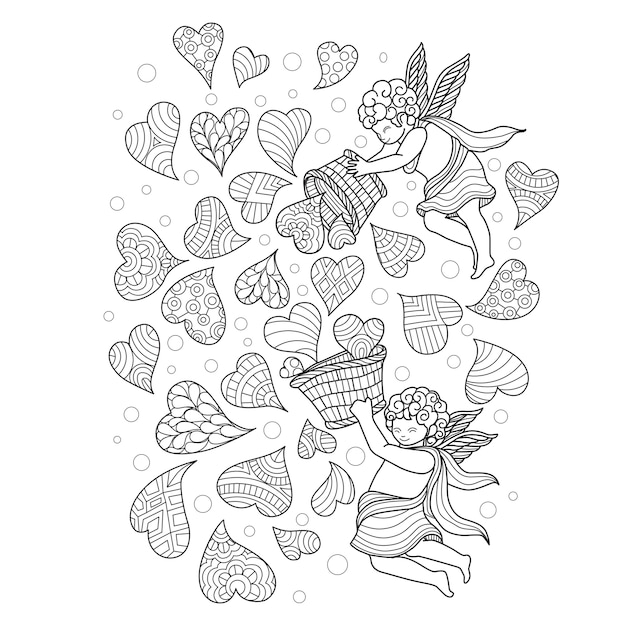 Hand drawn illustration of little angle saint of love