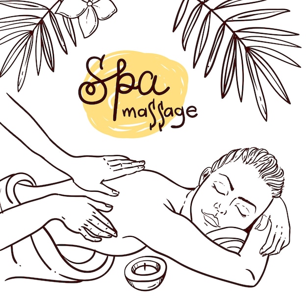Vettore massaggio con illustrazione disegnata a mano