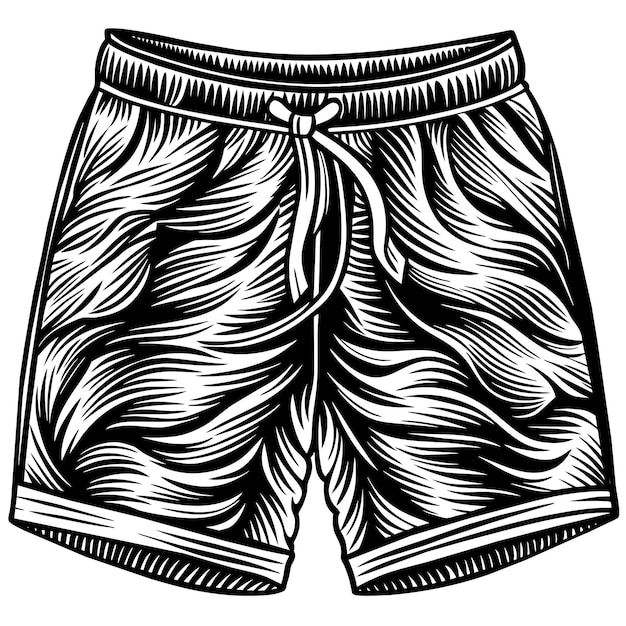 Vettore illustrazione disegnata a mano di pantaloncini da uomo schizzo in bianco e nero