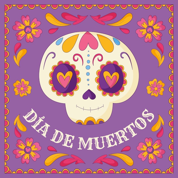 Illustrazione disegnata a mano per la celebrazione del dia de muertos messicano