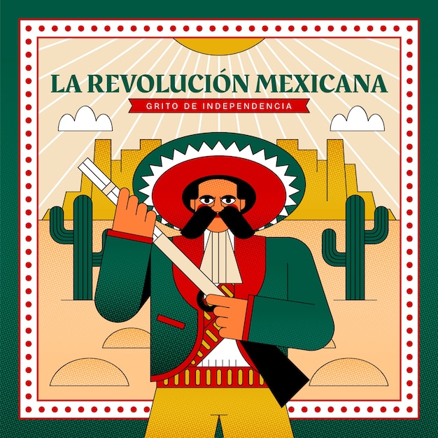 Vector hand drawn illustration for mexican revolution