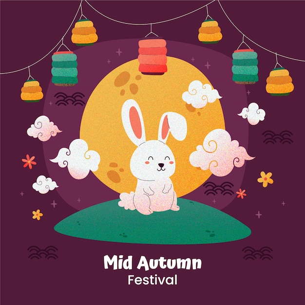 Vector hand drawn illustration for mid-autumn festival celebration