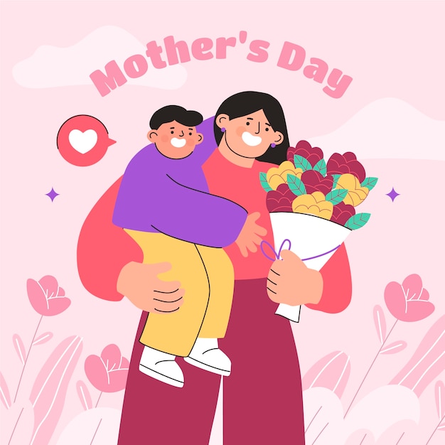 Vector hand drawn illustration for mother's day celebration