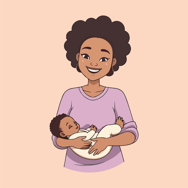 Vector hand drawn illustration of a mother and your baby