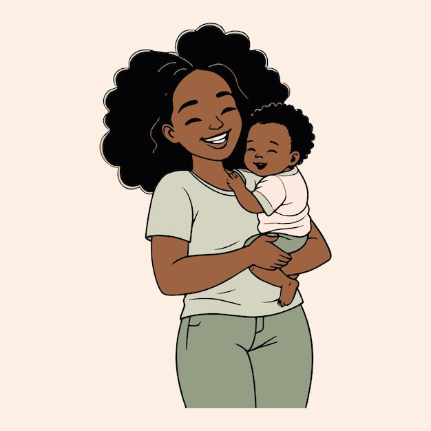 Vector hand drawn illustration of a mother and your baby